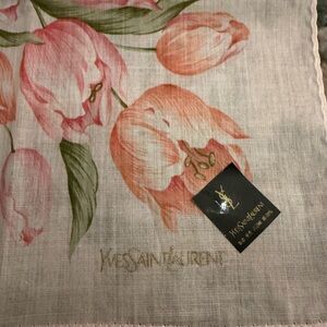 Yves Saint Laurent Pink and Green Floral Vintage handkerchief